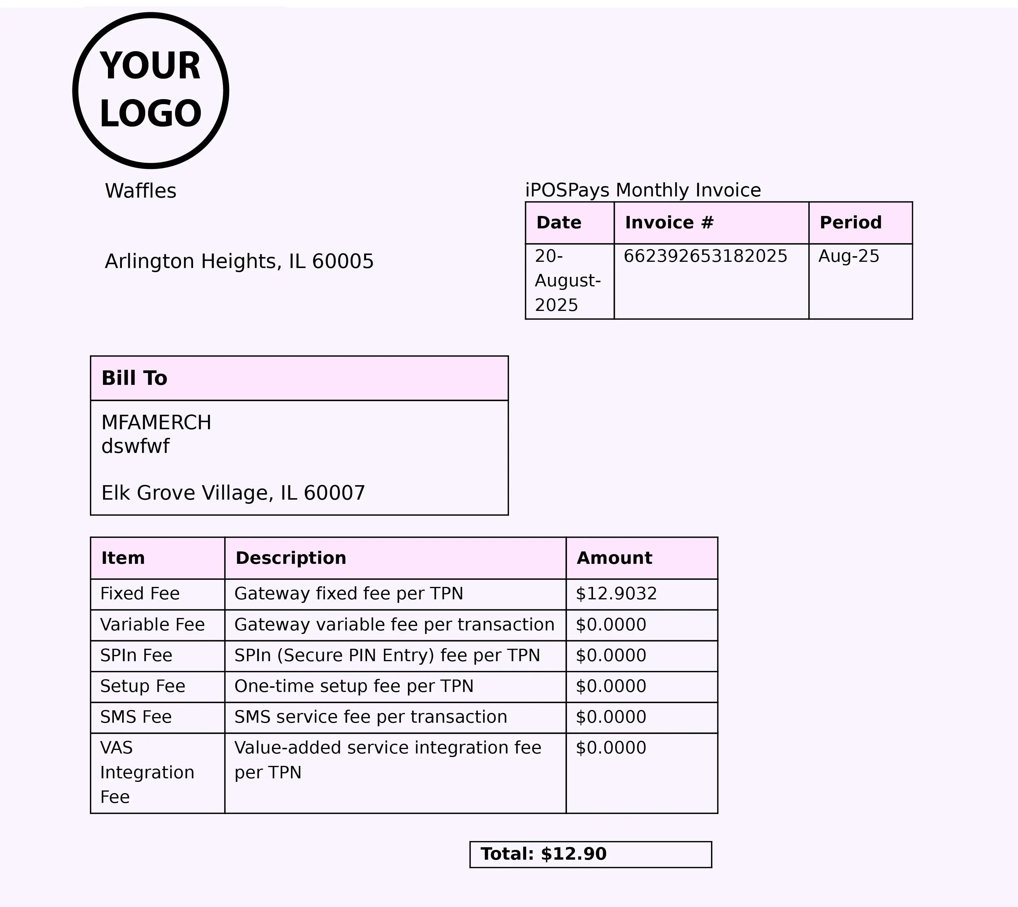 Example of an Invoice Received by the Merchant